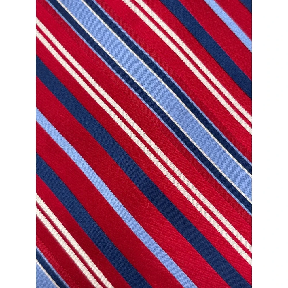 Jones New York Men's Silk Necktie Red Blue White Diagonal Stripe Classic Tie